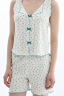 Shefame Kadın Transferli Ribana Sıfır Kol Şort Takım 261K7107PI