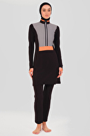 Alfasa Su Geçirmez Fermuar Süslemeli Tesettür Mayo ALF24619-SYH