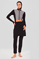 Alfasa Su Geçirmez Fermuar Süslemeli Tesettür Mayo ALF24619-SYH