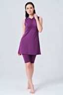 Alfasa Önü Büzgü Detaylı Sıfır Kol Yarı Kapalı Mayo ALF23818-MOR