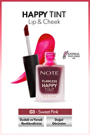 Note Flawless Happy Tint Dudak ve Yanak Likit Allık