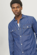 Jack&Jones Erkek Gömlek 12269262 MEDIUM BLUE DENIM