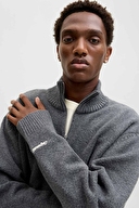 Jack&Jones Erkek Triko 12282749 DARK GREY MELANGE