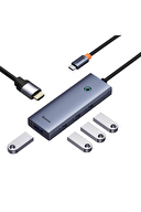 Baseus Ultra Joy 5 in 1 Multifonksiyonal Type-C Hub Dock Station - Uzay Gri