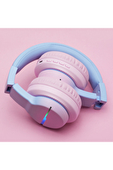 iClever BTH12 BPA Free LED Işıklı Çocuk Bluetooth Kulaklık - Pembe
