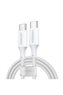 UGREEN USB-C 100W 3A QC PD Silikon Örgülü Hızlı Şarj Kablosu1 Metre Beyaz 15267