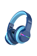 iClever BTH12 BPA Free LED Işıklı Çocuk Bluetooth Kulaklık - Mavi