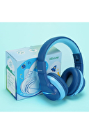 iClever BTH12 BPA Free LED Işıklı Çocuk Bluetooth Kulaklık - Mavi