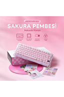 GravaStar Mercury K1 RGB Kablosuz Mekanik Alüminyum Çerçeveli, İngilizce Q Gaming Klavye Pembe