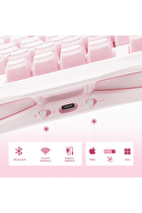 GravaStar Mercury K1 RGB Kablosuz Mekanik Alüminyum Çerçeveli, İngilizce Q Gaming Klavye Pembe