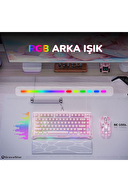 GravaStar Mercury K1 RGB Kablosuz Mekanik Alüminyum Çerçeveli, İngilizce Q Gaming Klavye Pembe