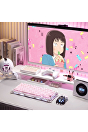 GravaStar Mercury K1 RGB Kablosuz Mekanik Alüminyum Çerçeveli, İngilizce Q Gaming Klavye Pembe