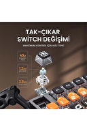 GravaStar Mercury K1 Pro RGB Kablosuz Mekanik Gaming Klavye, Alüminyum Çerçeveli, İngilizce Q, CyberFlare