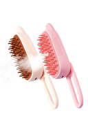 Zampa Kedi Tasarımlı Saplı Buharlı Kedi Tarağı 6,5x19 cm, Pembe, Bej