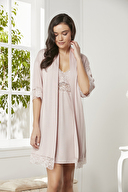 Pierre Cardin Kadın Dantel Detaylı Gecelik Sabahlık Takımı