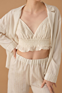 Pierre Cardin Kadın Keten Pijama Takımı LX.25233.TN