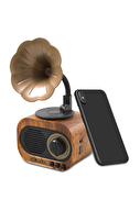 Mikado MN-S19 Ahşap Usb+Aux+Tf Kart+Bluetooth Klasik RETRO GRAMOFON Müzik Kutusu