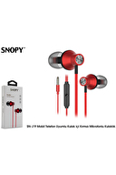 Snopy SN-J19 Mobil Telefon Uyumlu Kulak içi Kırmızı Mikrofonlu Kulaklık