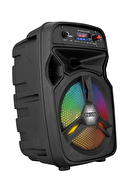 Mikado MD-814KP 15W, 3.7V1200mAh Siyah Kablolu Mikrofon AUX /USB/TF/Bluetooth LED Işıklı Speaker