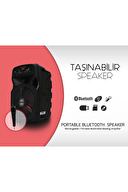 Mikado MD-814KP 15W, 3.7V1200mAh Siyah Kablolu Mikrofon AUX /USB/TF/Bluetooth LED Işıklı Speaker