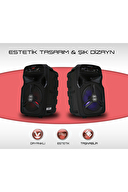 Mikado MD-814KP 15W, 3.7V1200mAh Siyah Kablolu Mikrofon AUX /USB/TF/Bluetooth LED Işıklı Speaker