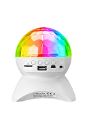 Mikado MD-X740 Beyaz Şarjlı BT-TF Cart-USB Tavan Led Işıklı Disko Topu Speaker Hoparlör