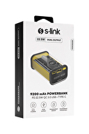 S-link V92 9200mAh PD22.5W + QC3.0 USB+Type-C Gri/Sarı LCD Şeffaf Taşınabilir Pil Şarj Cihazı Powerbank