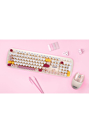 Everest KM-6284 WHISKER Renkli Tuşlu Bej Kablosuz Q Klavye + Mouse Set