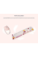 Everest KM-6284 WHISKER Renkli Tuşlu Bej Kablosuz Q Klavye + Mouse Set