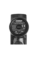 Everest EV-MT51 12V Dijital Karbon Fiber/Siyah 2500 mAh Kablosuz Profesyonel Sporcu 30 Kademeli Hız 7 Başlıklı Masaj Tab