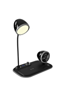 S-link SL-CW21 Siyah Telefon Uyumlu Fast Şarj 15W Ayarlanabilir Led Işıklı LCD Ekran Double Alarmli Masa Lambası