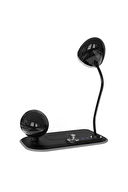 S-link SL-CW21 Siyah Telefon Uyumlu Fast Şarj 15W Ayarlanabilir Led Işıklı LCD Ekran Double Alarmli Masa Lambası