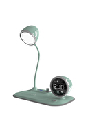 S-link SL-CW21 Yeşil Telefon Uyumlu Fast Şarj 15W Ayarlanabilir Led Işıklı LCD Ekran Double Alarmli Masa Lambası