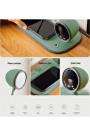 S-link SL-CW21 Yeşil Telefon Uyumlu Fast Şarj 15W Ayarlanabilir Led Işıklı LCD Ekran Double Alarmli Masa Lambası