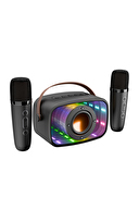 Mikado MD-57BT Endless 5W Siyah TF + USB + AUX + BT Destekli 2 Wireless Karaoke Mikrofon 1200mAh Taşınabilir Speaker