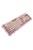 Everest KM-6286 Ice Cream Fildişi Kablosuz 2.4 + BT Q Klavye + Mouse Set