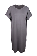 Hays Kadın Büyük Beden İki İplik Modal Düşük Kollu Elbise 75806ANT