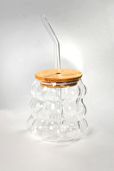 Paçi Bambu Kapak Üzüm Desenli Pipetli Kupa 300 cc