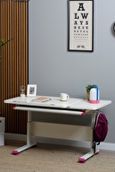 Creo Mobili Vega Simple Çalışma Masası Ekru Ekru / Fuşya