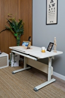 Creo Mobili Vega Simple Çalışma Masası Ekru Ekru / Gri