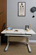 Creo Mobili Vega Simple Çalışma Masası Ekru Ekru / Gri