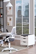 Creo Mobili Sirius Delux Çalışma Masası Takımı Beyaz Gri Srdel-2