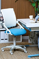 Creo Mobili Sirius Delux Çalışma Masası Takımı Beyaz Mavi Srdel-3