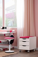 Creo Mobili Sirius Premium Çalışma Masası Takımı Beyaz Fuşya Srpre-2