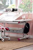 Creo Mobili Vega Delux Çalışma Masası Takımı Beyaz Fuşya Vgdel-1