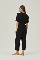 Pamuk&Pamuk Kadın V Yaka Bol Paça Pantolonlu Pijama Takımı W24565SYH