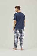 Pamuk&Pamuk Erkek Ekose Tişört Pantolonlu Pijama Takımı E24801LAC