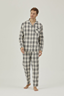 Pamuk&Pamuk Erkek Ekose Düğmeli Pantolonlu Pijama Takımı E24805SYH