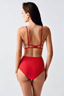 New Bra Kadın Desteksiz Sütyen Külot Takım 4163.KRMZ