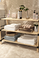 Seowood 3 Bölmeli Çok Amaçlı Ahşap Raf